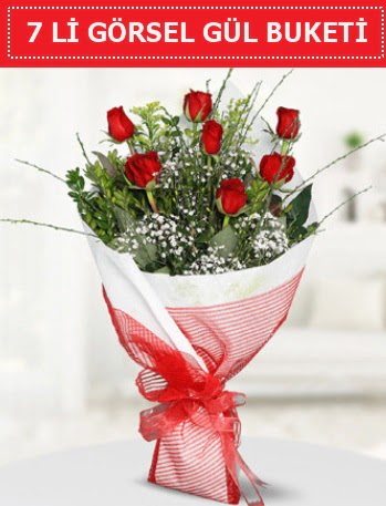 7 adet kırmızı gül buketi Aşk budur  Bolu çiçek satışı 