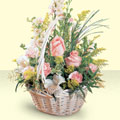  Bolu 14 şubat sevgililer günü çiçek  sepette pembe güller