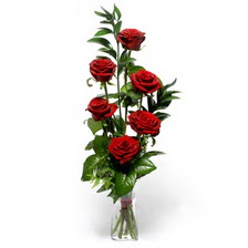  Bolu uluslararası çiçek gönderme  mika yada cam vazoda 6 adet essiz gül