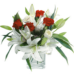 vazo içerisinde 4 gül 1 adet kazablanka  Bolu online çiçek gönderme sipariş 